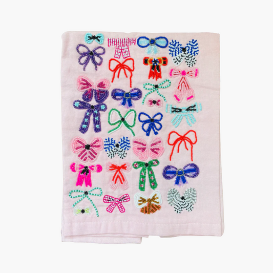 Bows Beaded Tea Towel