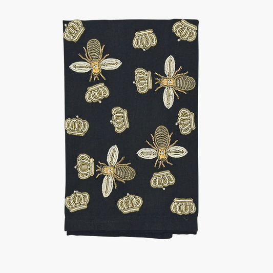 Queen Bees Beaded Tea Towel