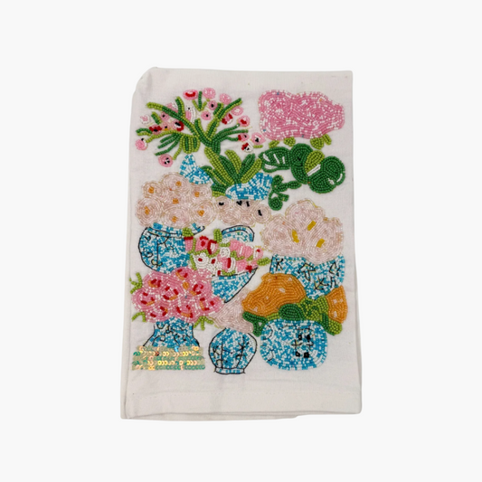 Flowers in Ginger Jar Beaded Towel