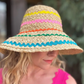 Raffia Bucket Hat - Colorful Ric Rac Ribbon Trim