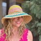 Raffia Bucket Hat - Colorful Ric Rac Ribbon Trim