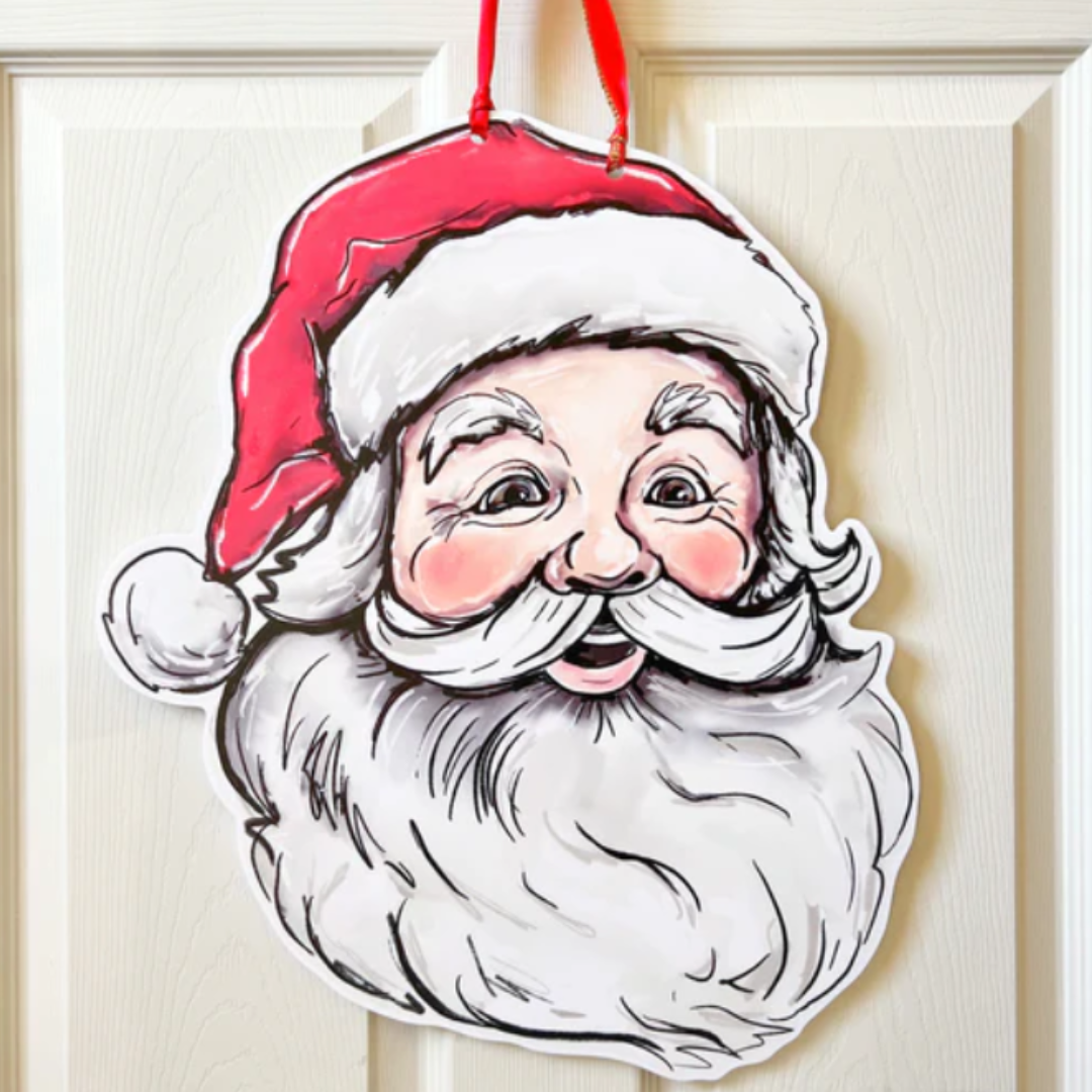 Vintage Jolly Santa Door Hanger