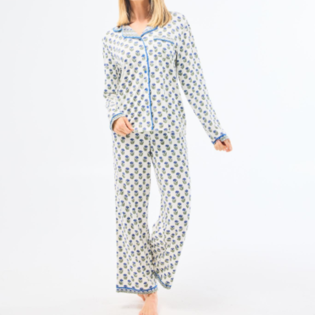 Charlotte Floral Foulard Navy Pajama Set