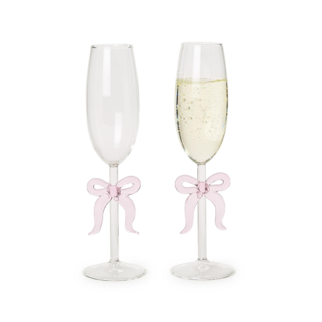 Pink Bow Champagne Glass