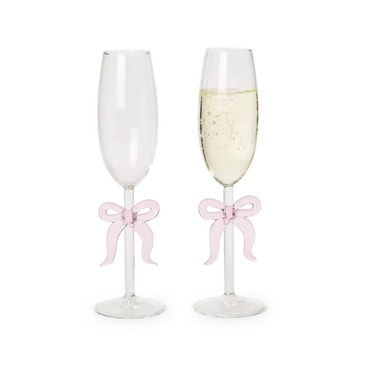 Pink Bow Champagne Glass