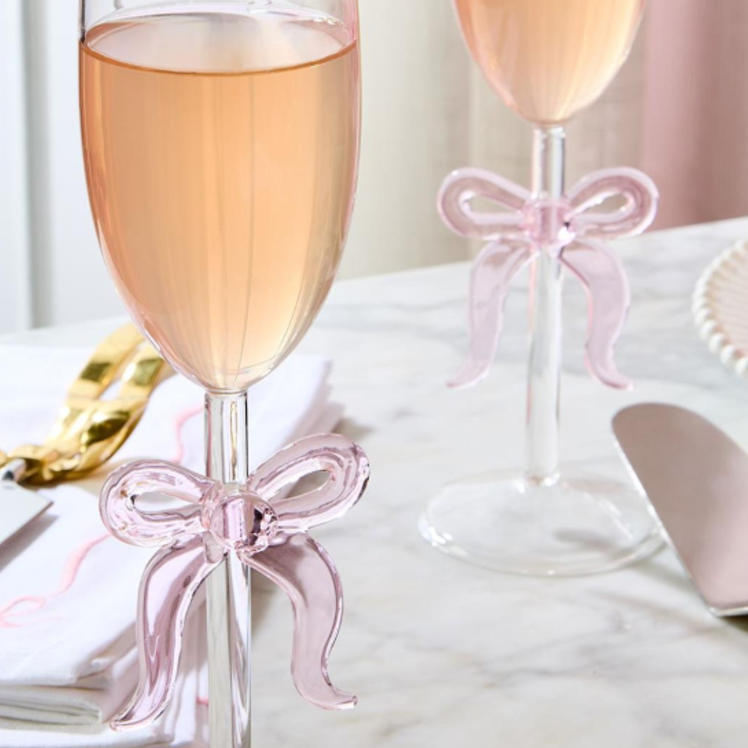 Pink Bow Champagne Glass