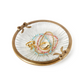 Antique Gold Finish Round Glass Trinket Tray / Dish with Bow Accent