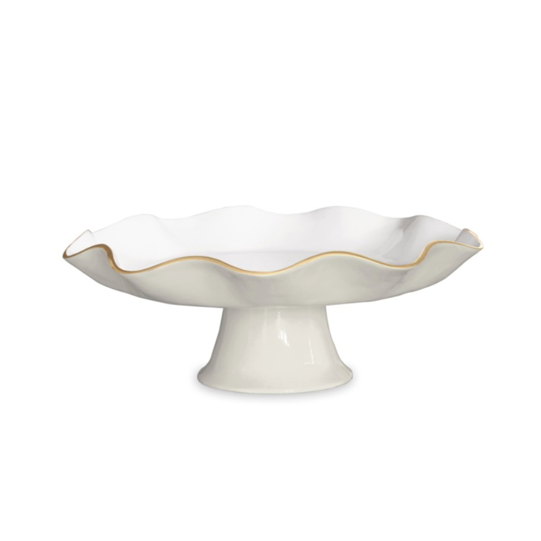 Carola Pedestal Cake Plate - Cream & White
