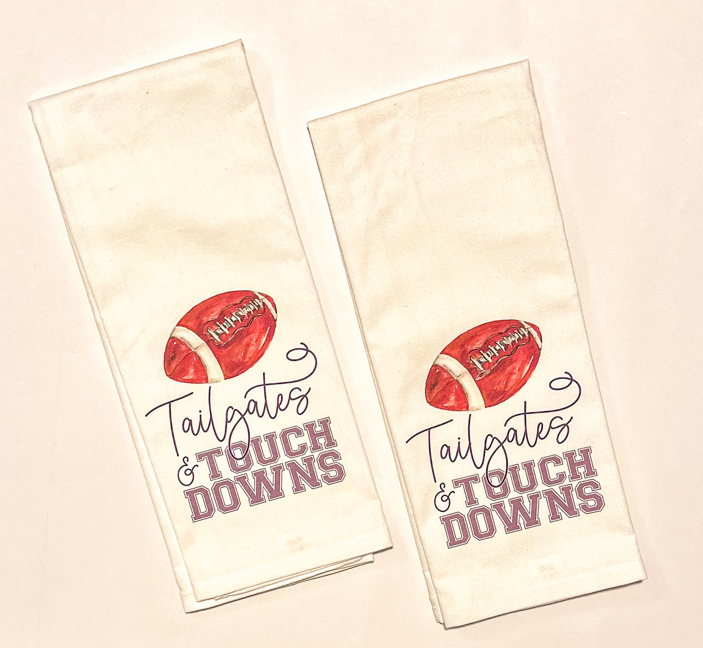 Tailgates & Touchdowns Football Purple Kitchen Towel
