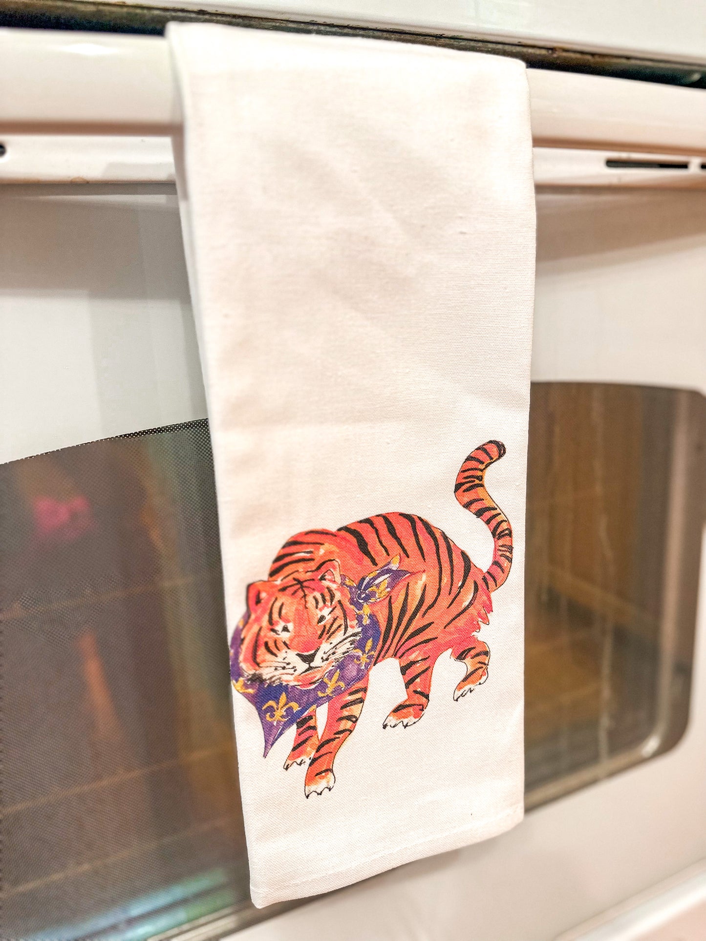 Tiger & Fleur De Lis Bandana Kitchen Towel