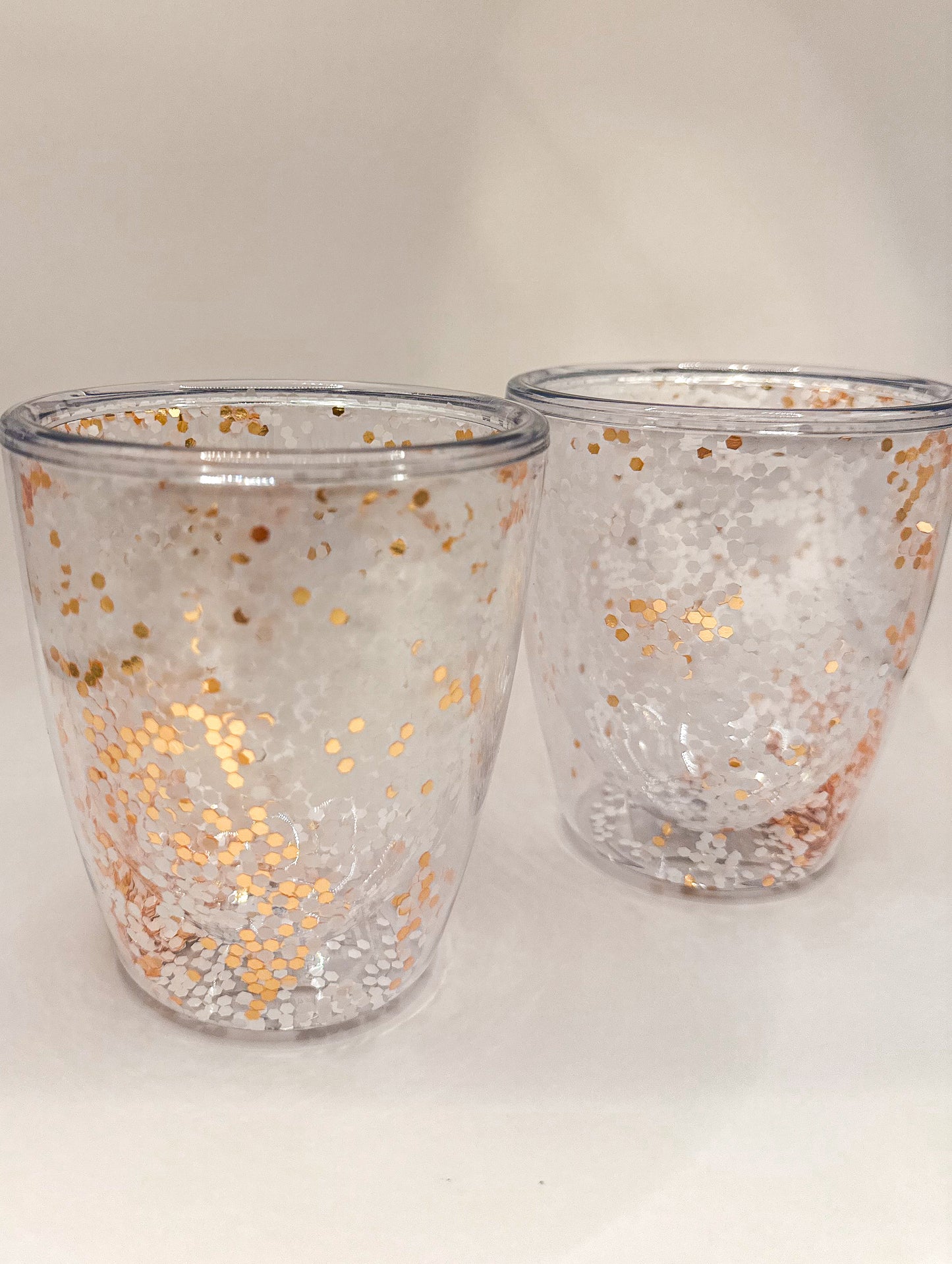 Gold & White Confetti Acrylic Wine Glass