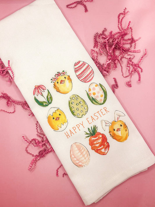Happy Easter Eggs Tea Towel