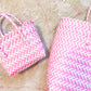Pink Woven Tote Bag