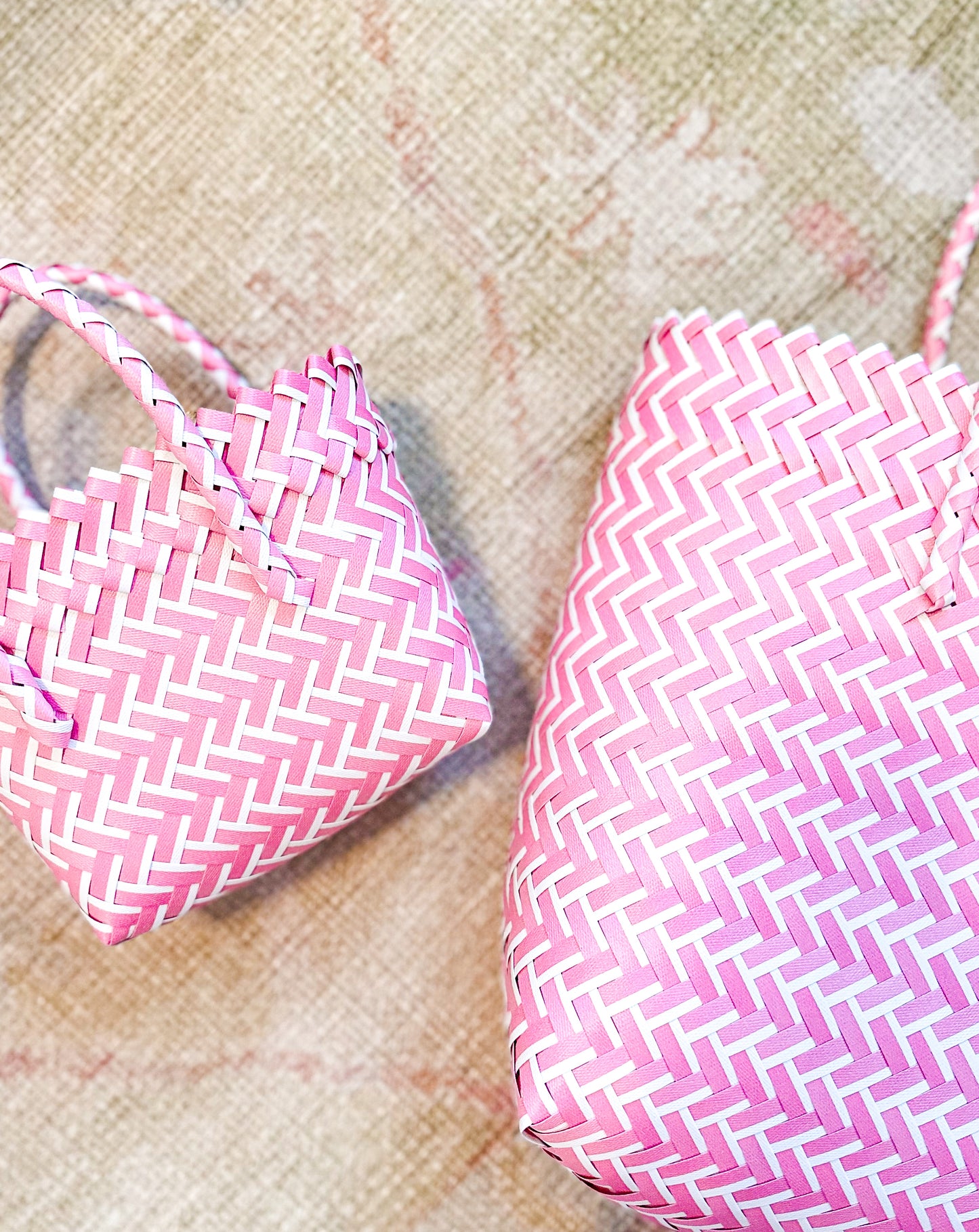 Pink Woven Tote Bag