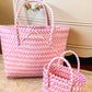 Pink Woven Tote Bag