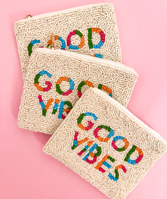 Good Vibes Sequin Coin Pouch