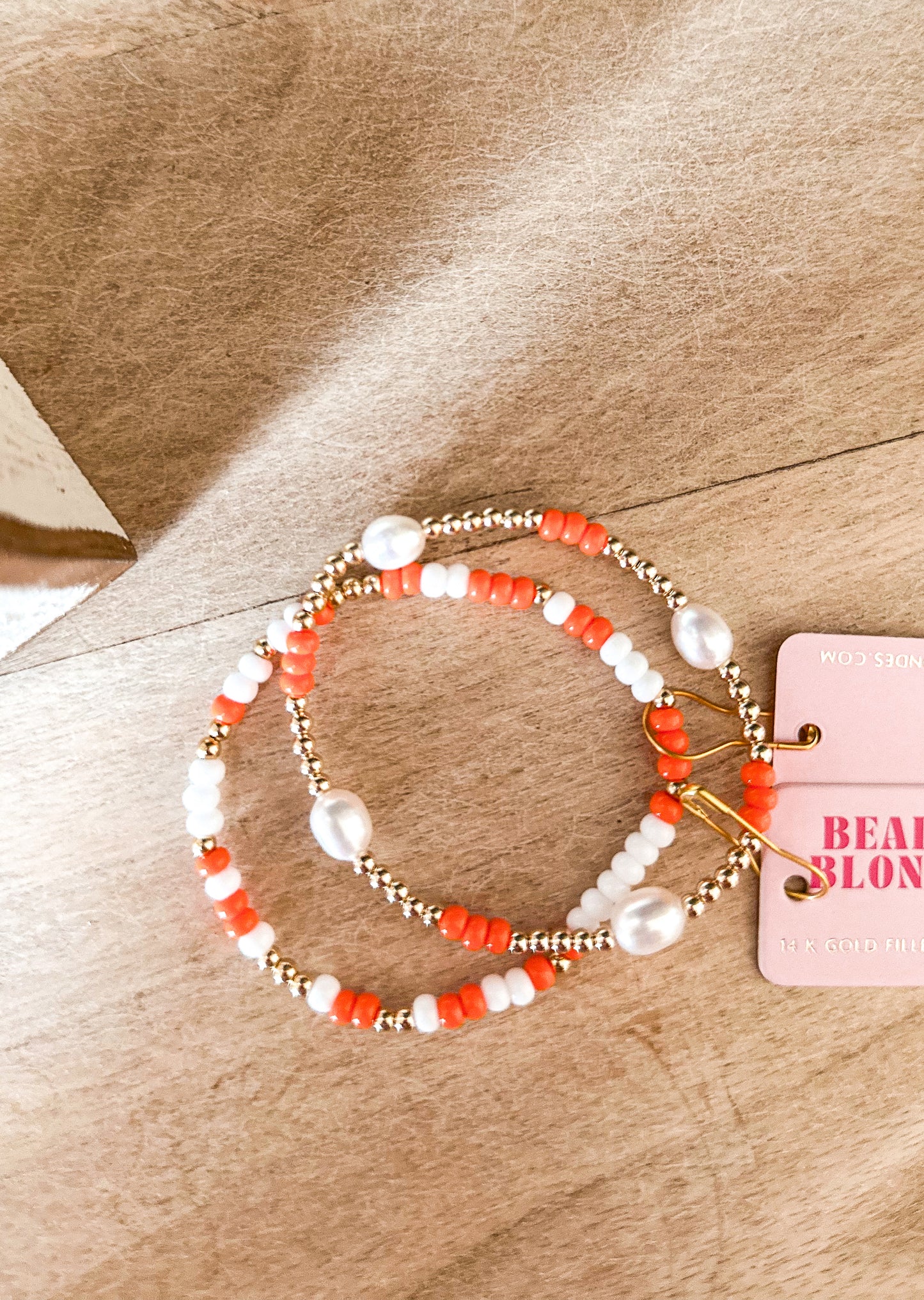 Orange & White Sprinkle Bracelet