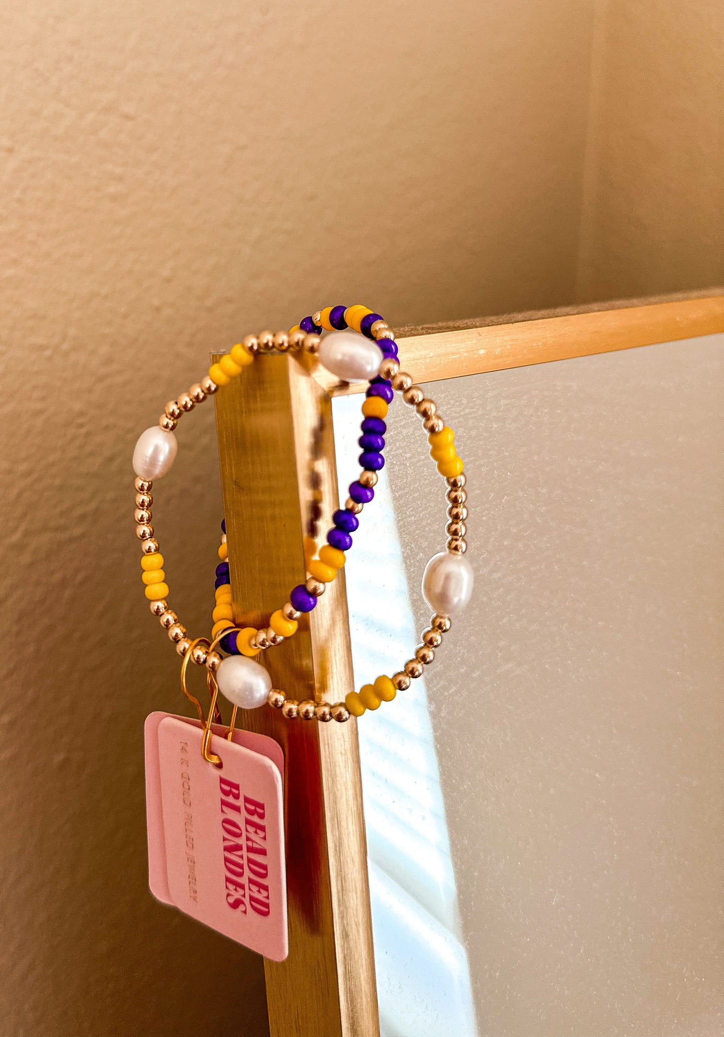 Yellow & Pearl Beaded Bracelet