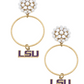 LSU Tigers Pearl Cluster Enamel Hoop Earrings in Purple