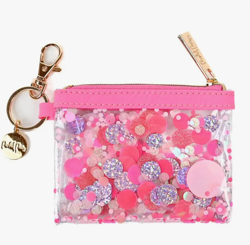 Pink Party Confetti Mini Wallet Keychain