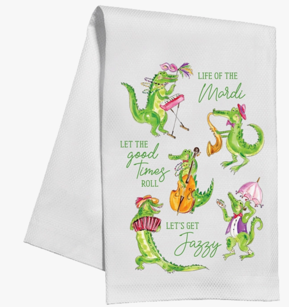 Mardi Gras Gators Kitchen Towel