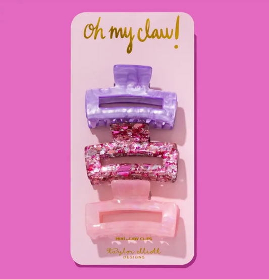 Pink Confetti Claw Clip Trio