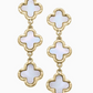 Bethany Clover Mother of Pearl Earrings in Worn Gold