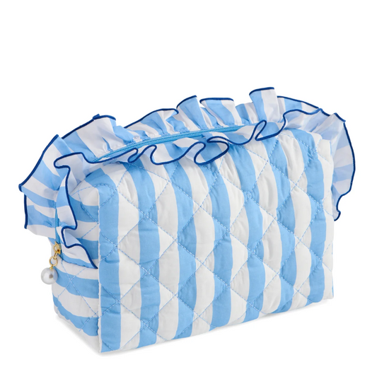 Blue Stripe Fancy Large Zip Pouch