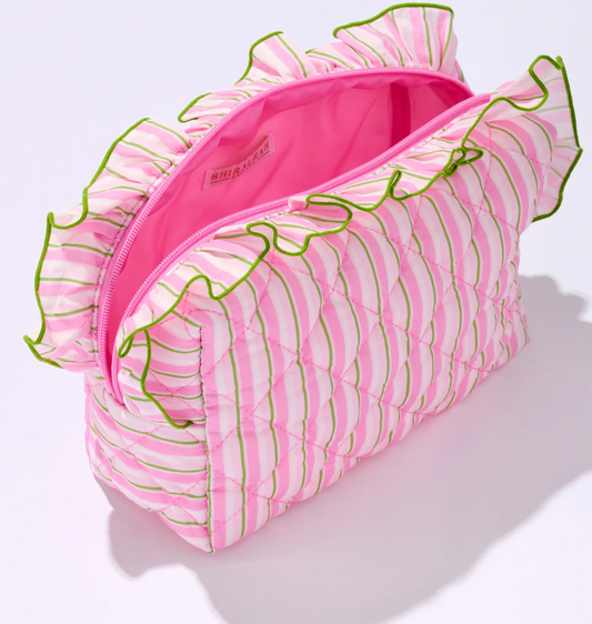 Pink & Green Fancy Large Zip Pouch