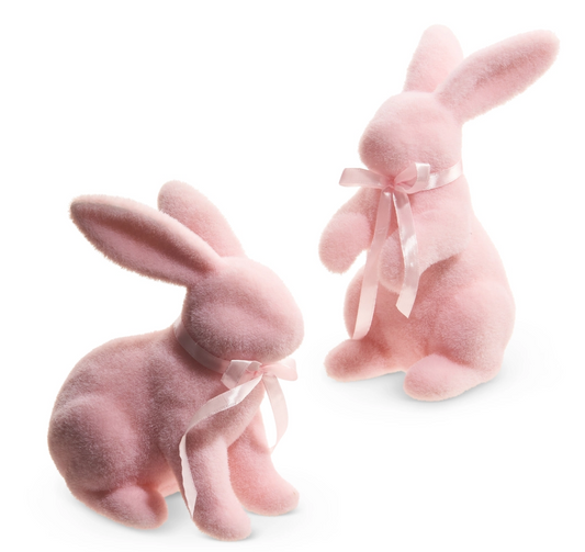 Pastel Pink Flocked Bunny