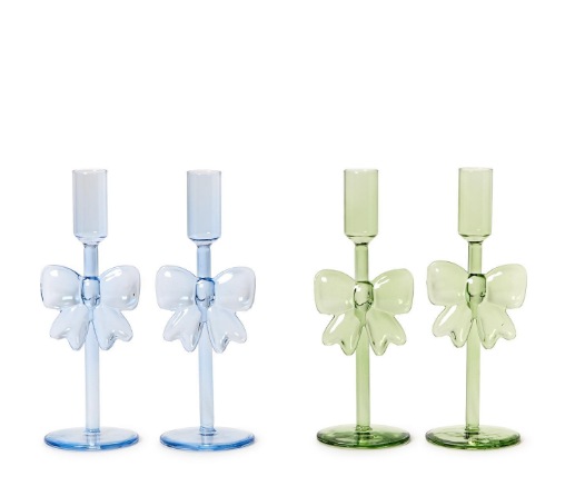 Bows Set of 2 Hand-Crafted Taper Candleholders