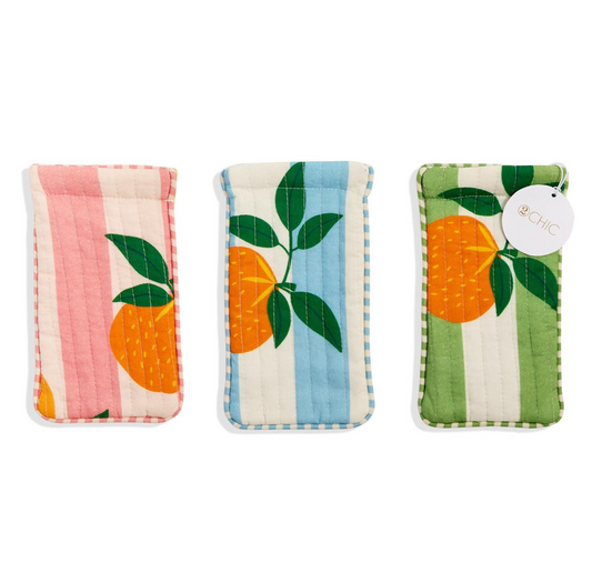 Orange Grove Cotton Block Printed Sunglass Pouch