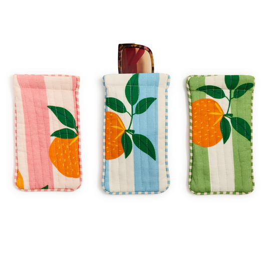 Orange Grove Cotton Block Printed Sunglass Pouch