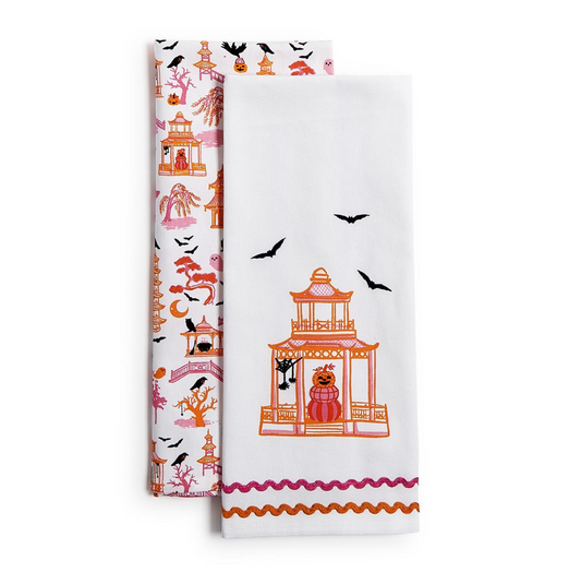 Haunted Pagoda Set of 2 Dish Towels Includes 2 Styles