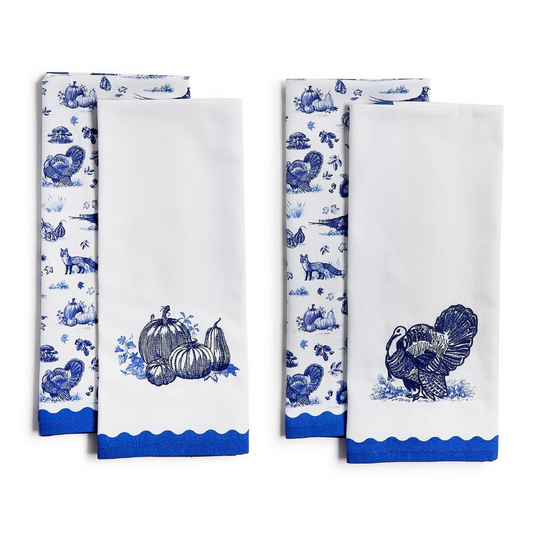Falling for Blue Toile Set of 2 Dish Towels