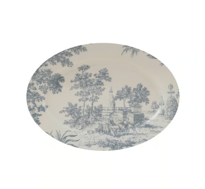 Oval Blue & White Stoneware Platter