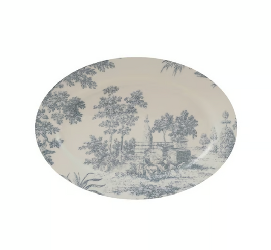 Oval Blue & White Stoneware Platter
