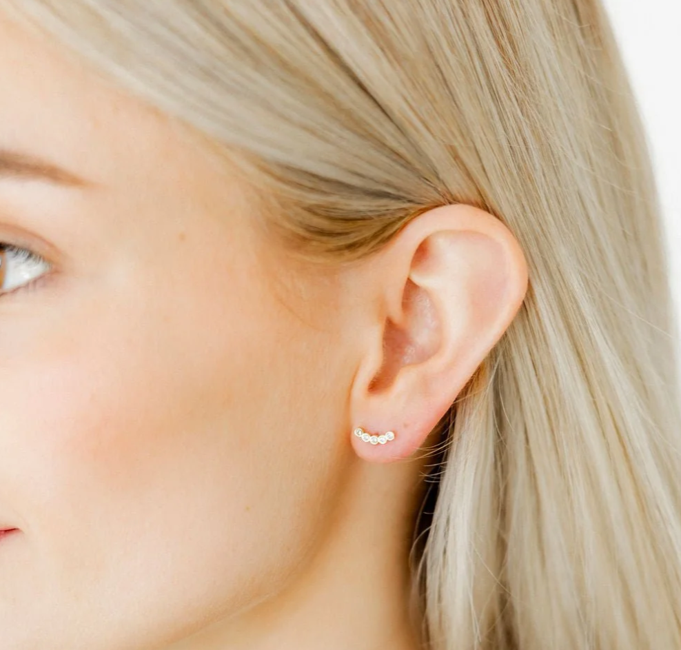 Abigail Sparkle Gold Stud Earrings