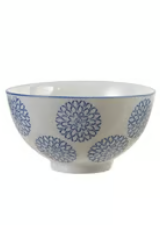 Blue & White Stoneware Footed Bowl