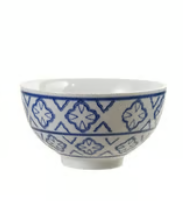 Blue & White Stoneware Footed Bowl