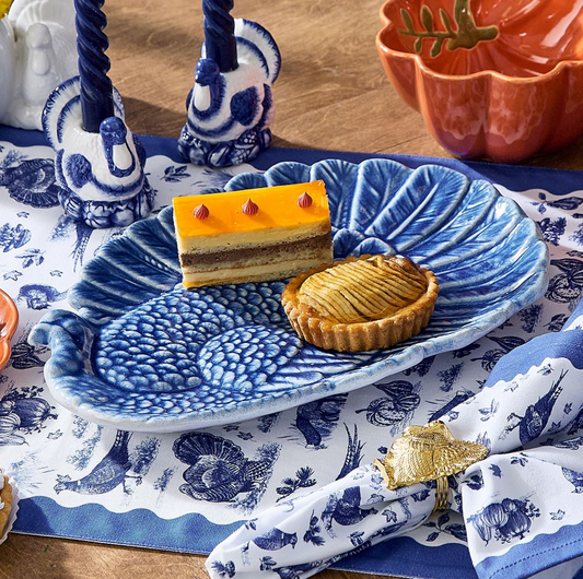Blue Reactive Glaze Turkey Platter