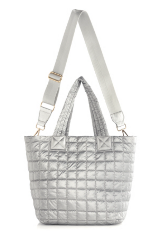 Logan Tote, Metallic Silver