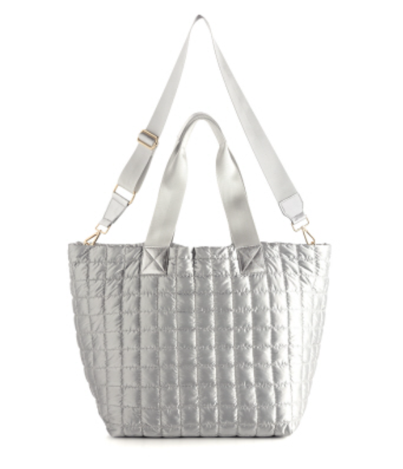 Logan Large Travel Tote, Silver