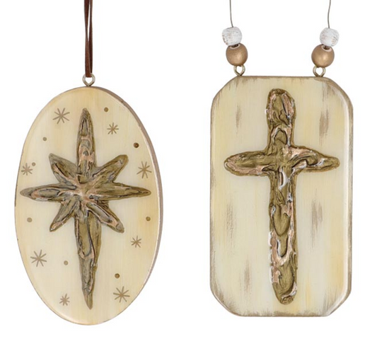 Lacquer Enamel Star & Cross Ornament