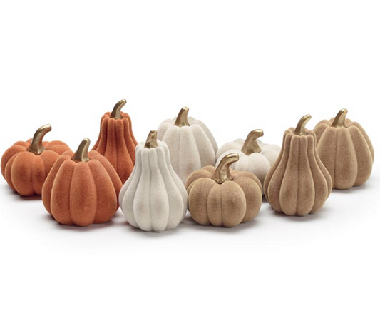 Flocked Harvest Pumpkins