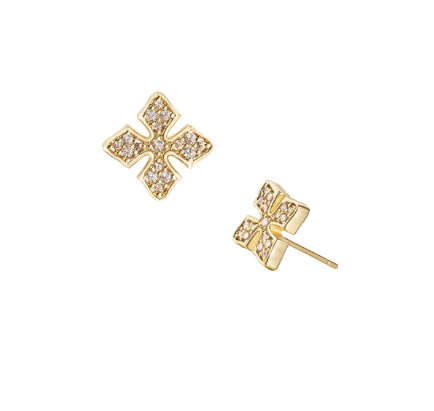 Shine Bright Cross Stud Earrings in Gold