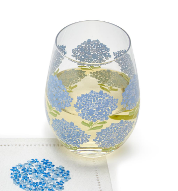 Hydrangea Stemless Wine Glass