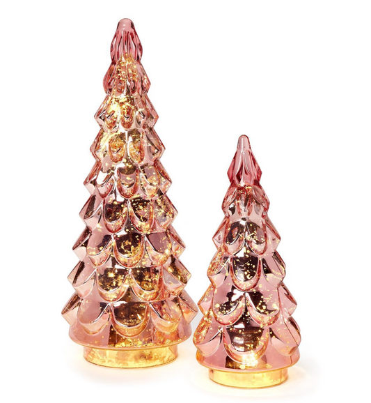 Pink Mercury Glass Light Up Tree