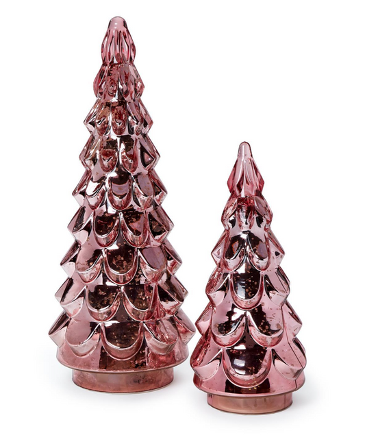 Pink Mercury Glass Light Up Tree