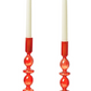 Red & Green Hand-Blown Glass Candlesticks